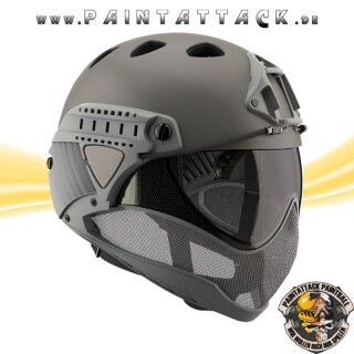 Taktischer Helm mit Thermalglas und Mesh Gitterschutz für Paintball und Airsoft oliv – Bild 8