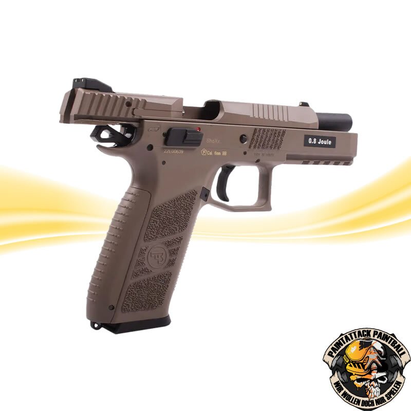 ASG CZ P-09 Airsoft GBB Pistole ab 18 mit Polymer Schlitten - TAN – Bild 3