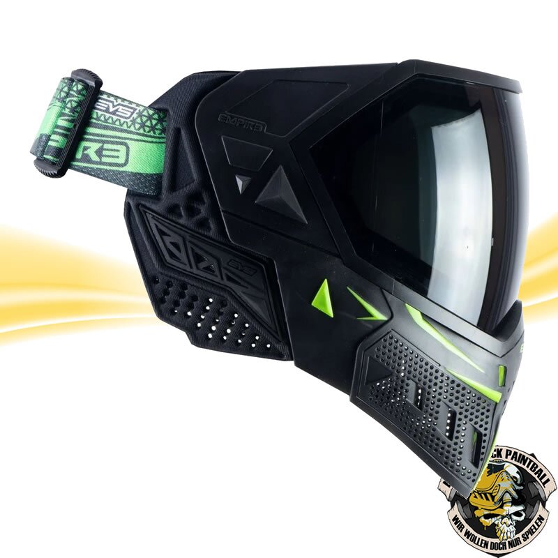 Empire EVS Paintball Maske schwarz - lime green mit 2 Maskengläsern  (Clear und Ninja) – Bild 2