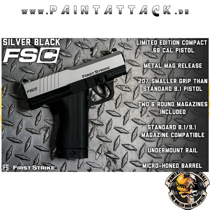 First Strike FSC Compact Magfed Paintball Pistole Limited Edition - Silver Black – Bild 2