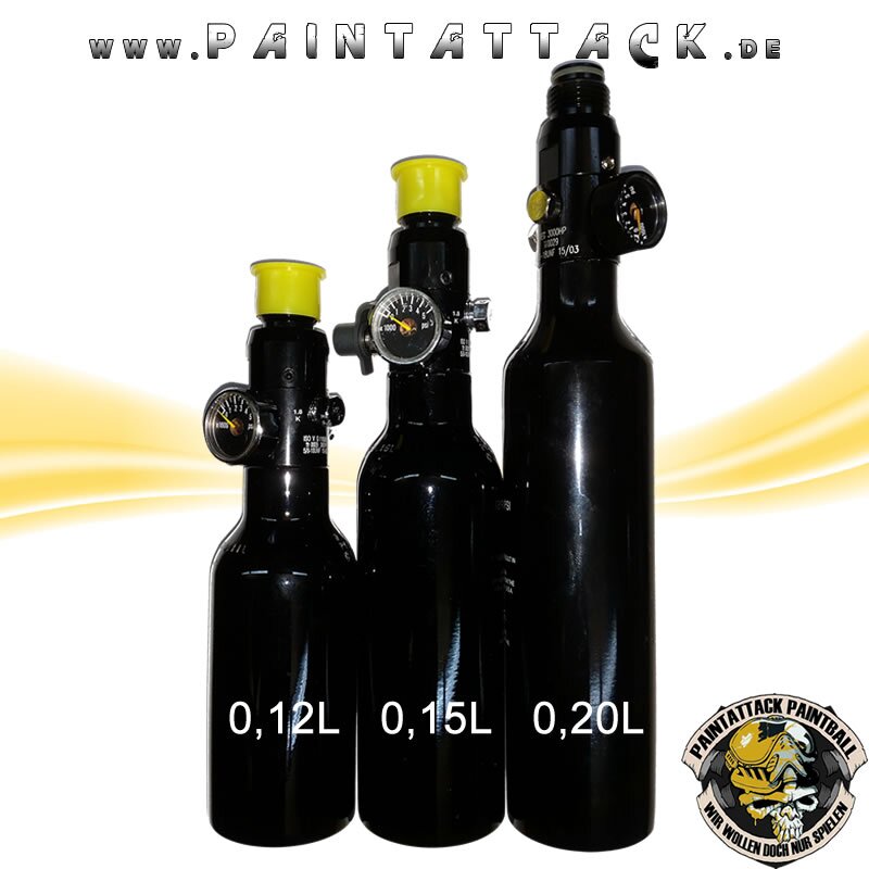 HP Flasche 0,12L 200 Bar (7ci) Xtreme-Short Paintball Preset System - Optimal für Mag-Fed – Bild 2