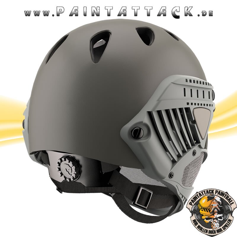 Taktischer Helm mit Thermalglas und Mesh Gitterschutz für Paintball und Airsoft grau – Bild 2