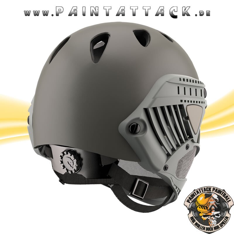 Taktischer Helm mit Thermalglas und Mesh Gitterschutz für Paintball und Airsoft oliv – Bild 2