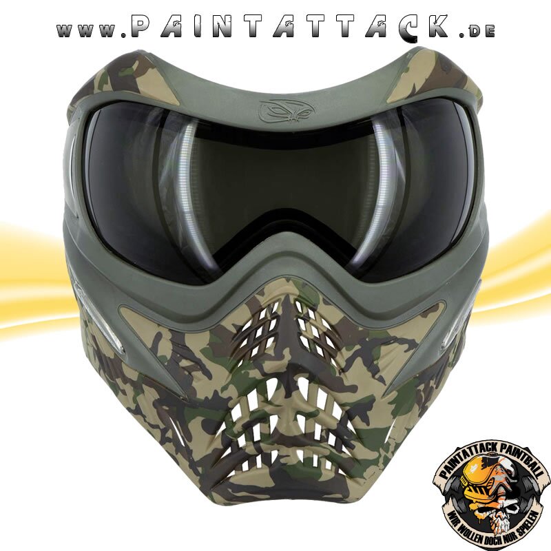 VForce Grill Paintball Maske SE Woodlands Camo mit Smoke Thermal Glas – Bild 2