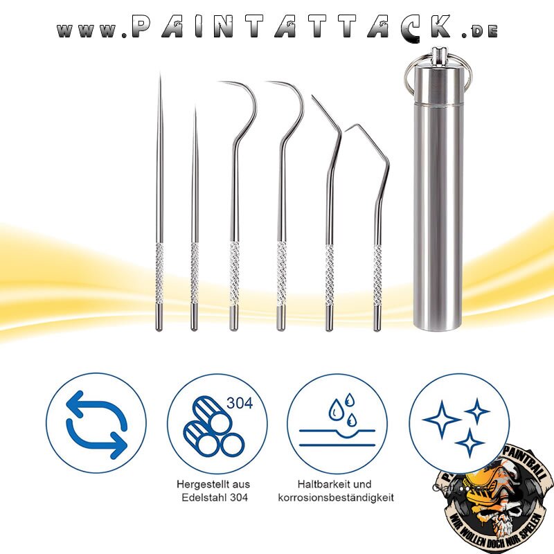 O-Ring Entferner Set - Paintball spezial Werkzeug 6 Stück mit Etui