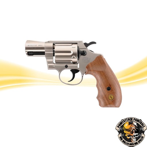 [6641] Colt Detective Special 9mm Gas und Signal-Revolver Nickel-Finish, Holzgriffschalen