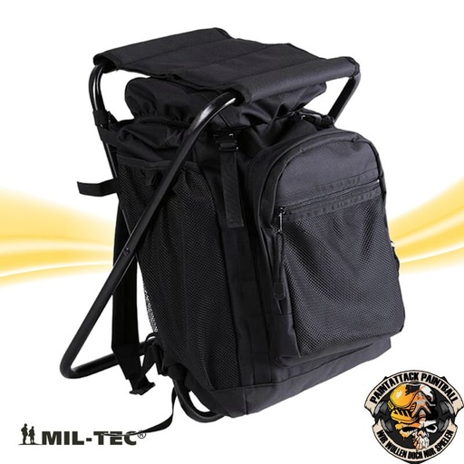 [6558] Paintball Rucksack mit Sitz - Jagd Wander Angel Ansitzrucksack schwarz