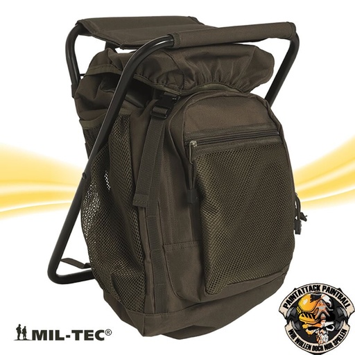 [6557] Paintball Rucksack mit Sitz - Jagd Wander Angel Ansitzrucksack oliv