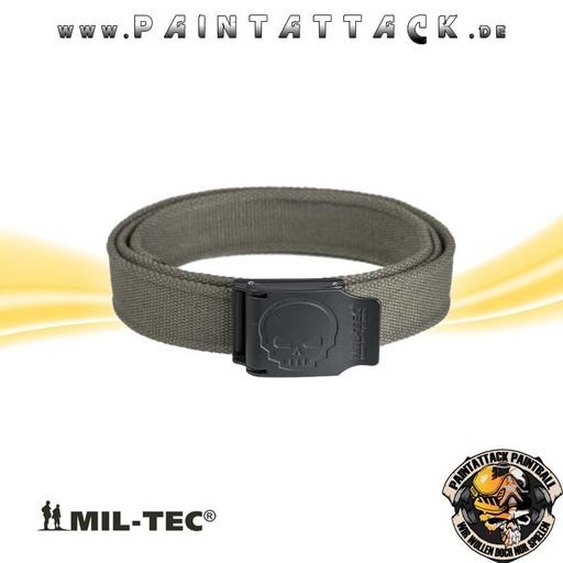 [6367] Gürtel Skull 40mm oliv - Totenkopf Hosengürtel