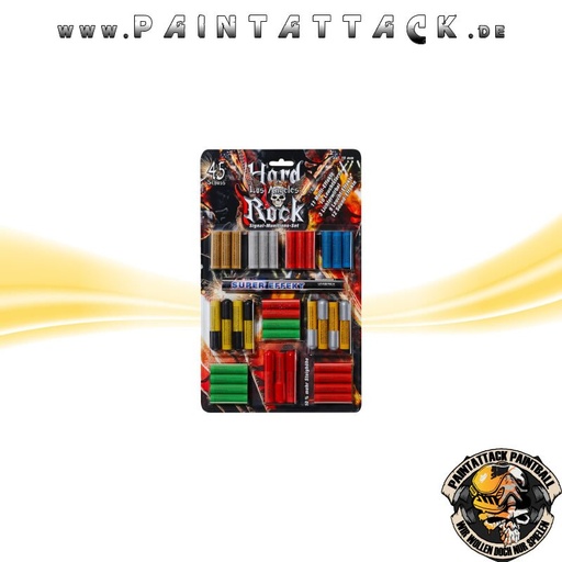 [6323] Pyro Hard Rock Los Angeles Silvester Sortiment 45 Teile Pyrotechnische Munition
