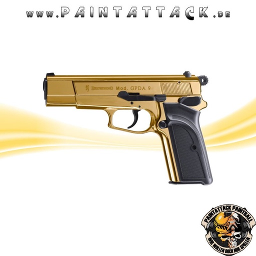 [6257] Browning GPDA 9 Schreckschusspistole 9 mm P.A.K. Gold 24 Karat-Vergoldet