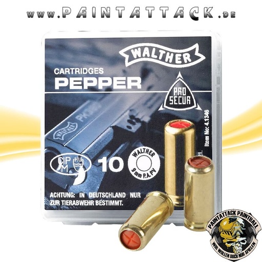 [4436] Walther Pfeffer-Gas Patronen extra starke Pfefferpatronen 9mm P.A.K. 10 Schuss
